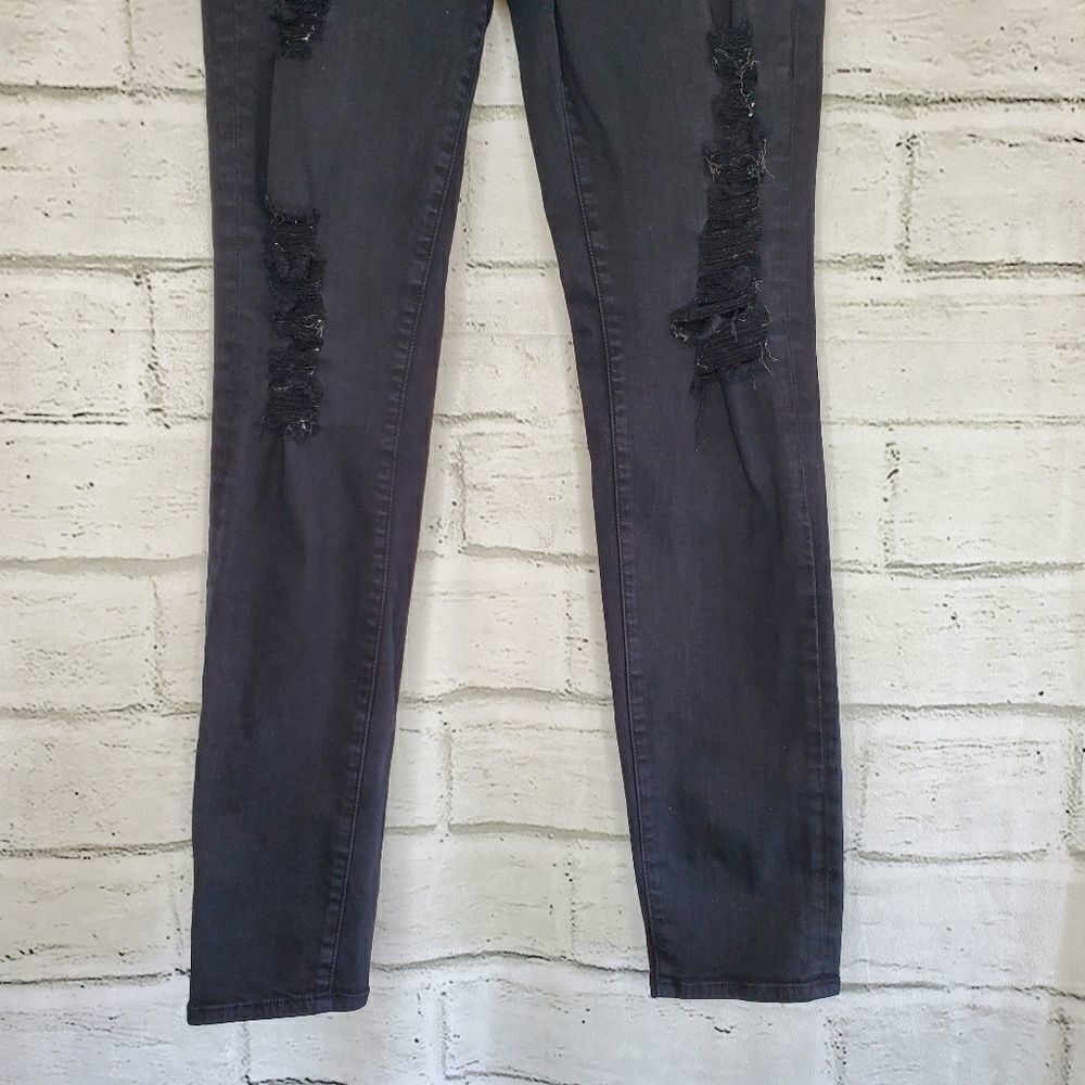Frame le skinny de jeanne Distressed ankle jeans size 30 solid black - Picture 12 of 12